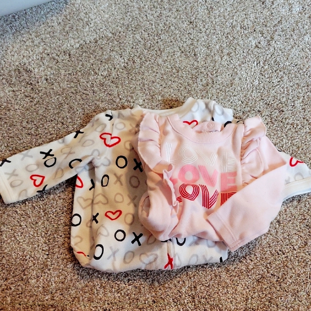Baby Girl Footie Pajama and Onesie Valentines Day Set 3M